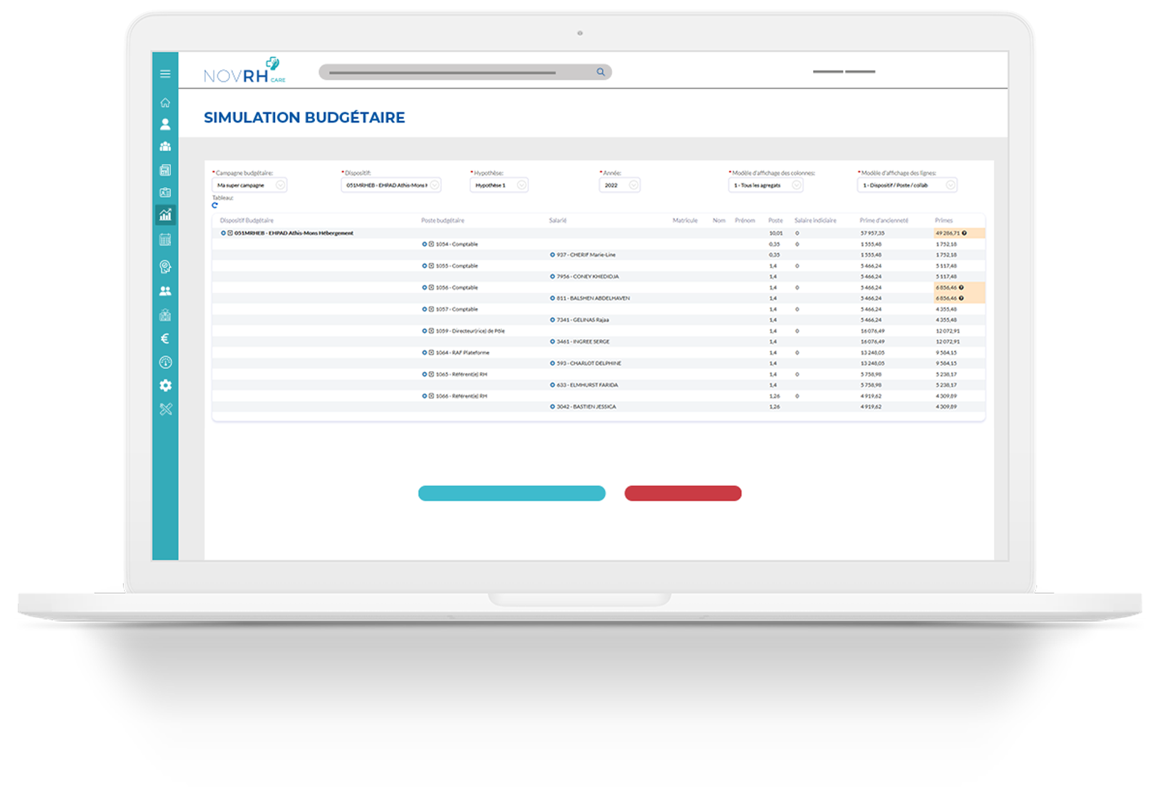 NOVRH Care module Gestion budgétaire